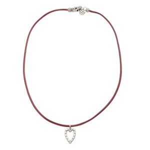 MILOR SILVER Silver Made In Italy Sterling Silver Heart Charm Cord Necklace